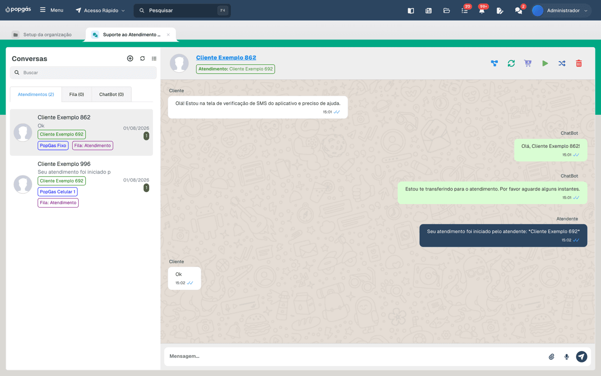 Todas as conversas em uma tela